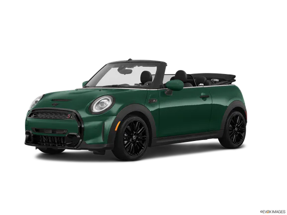 a green mini convertible