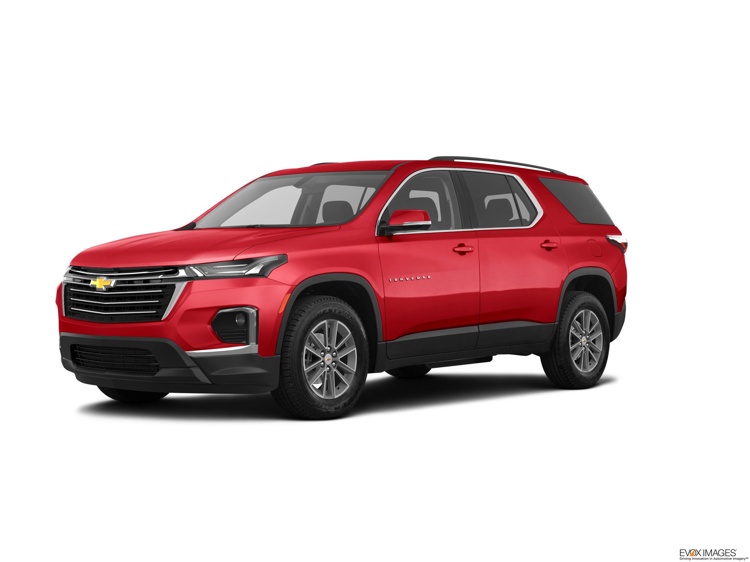 a red Chevrolet Traverse