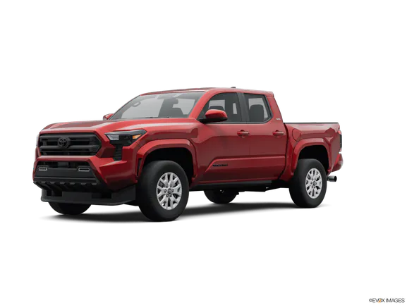 a red Toyota Tacoma
