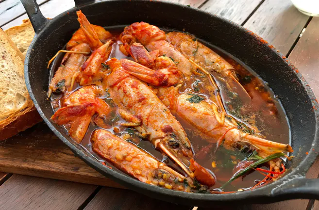 pan of shrimp