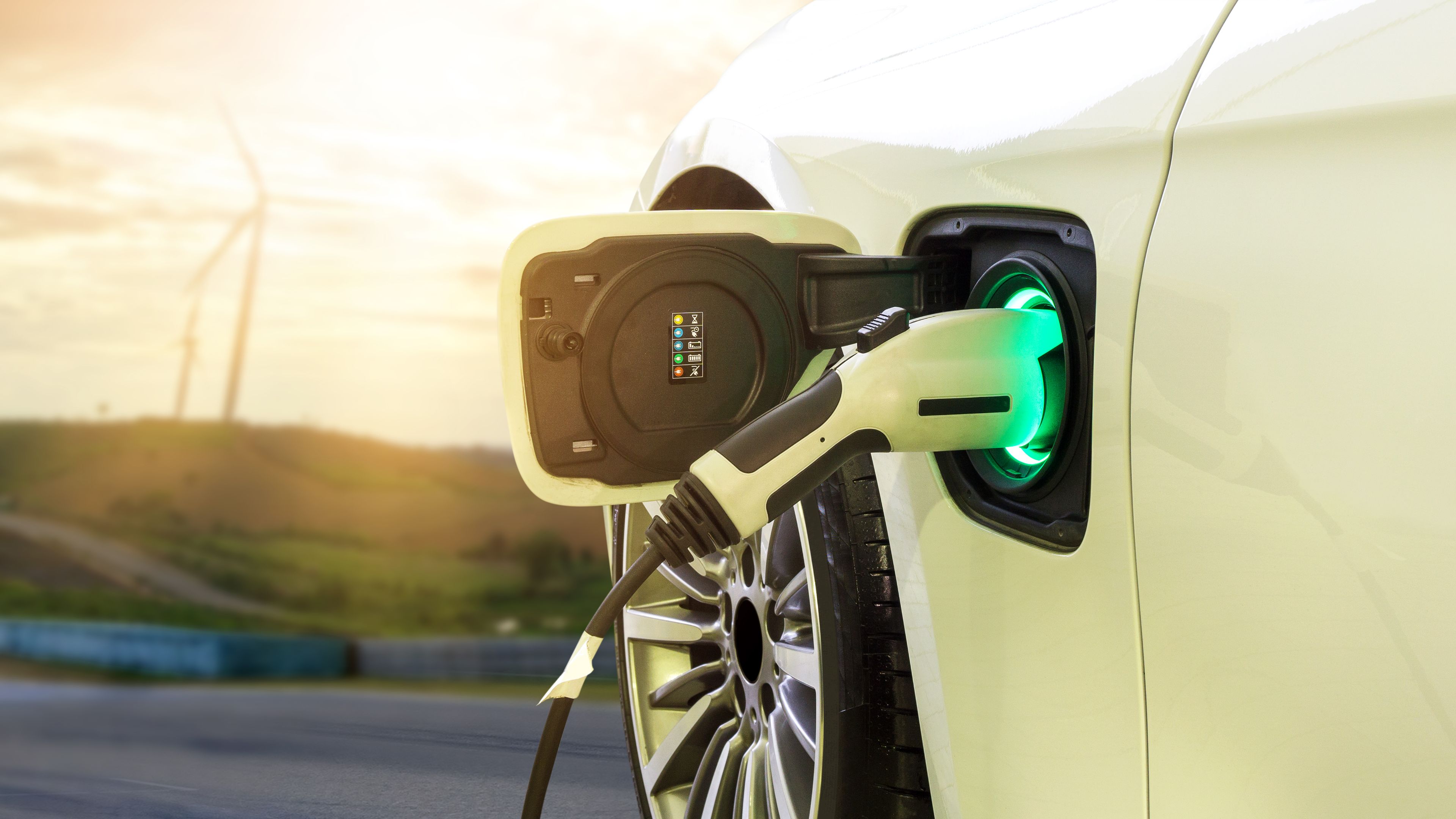 electric vehicle charger plugged in