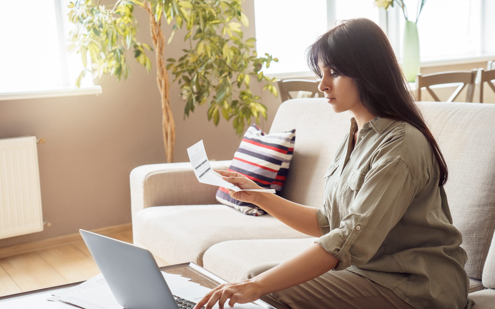 Woman handling documents