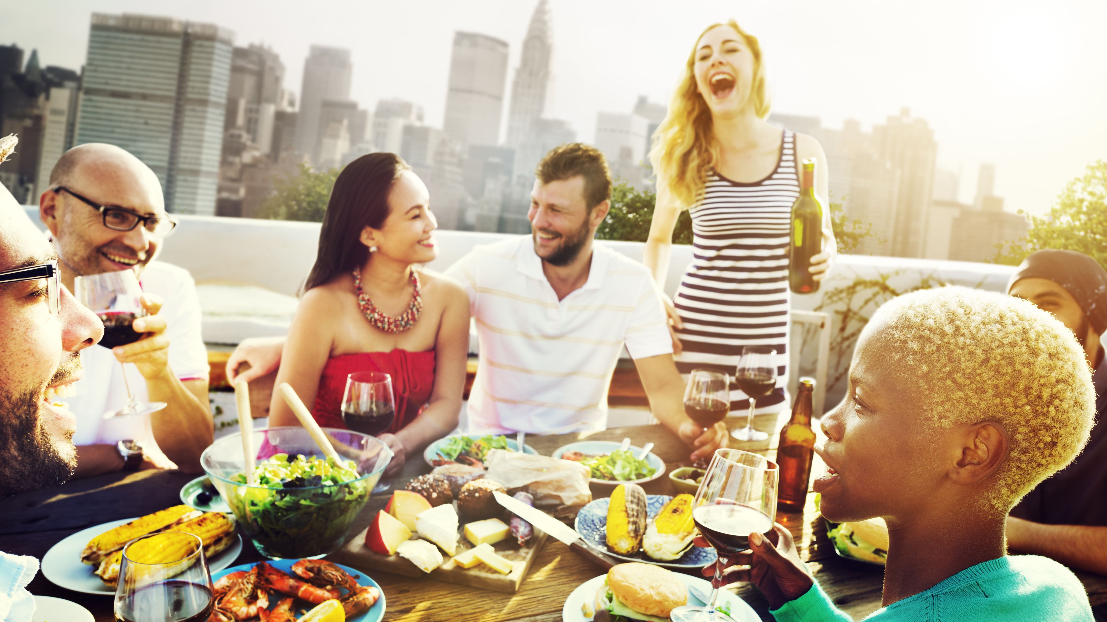 Friends enjoy outdoor dining in New York City