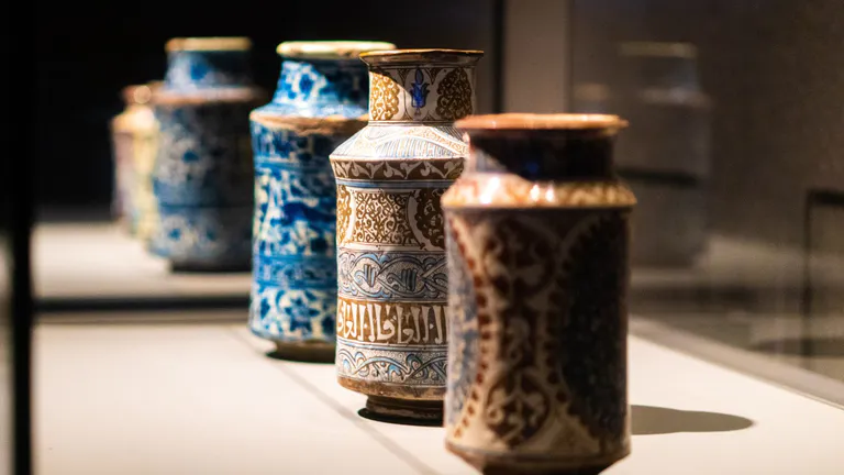 Pottery on display in a museum