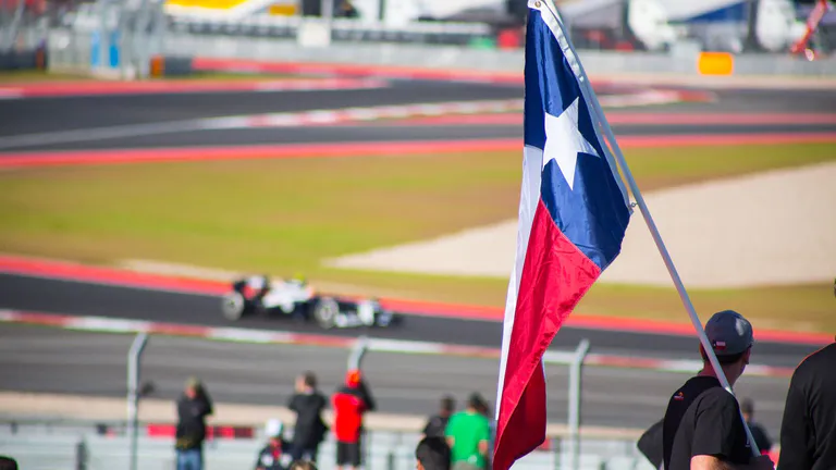 cota ractrack with texas flag