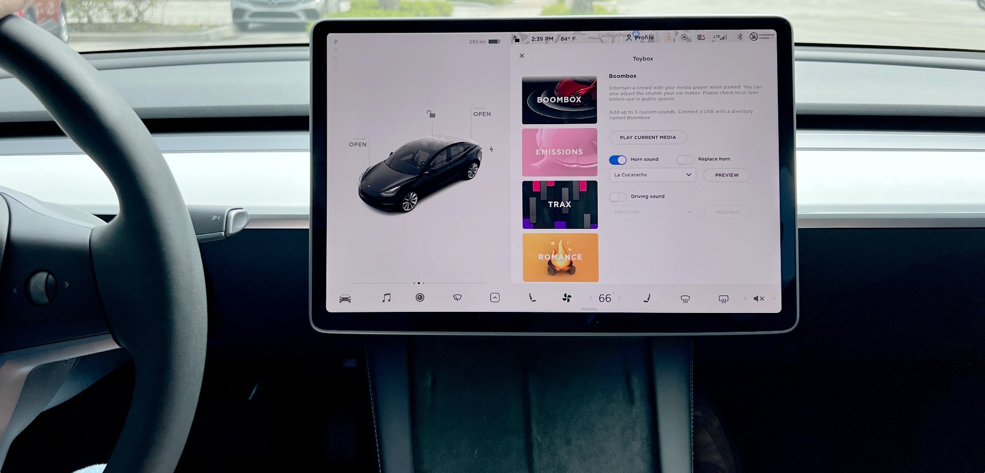 Toybox Screen Tesla Car