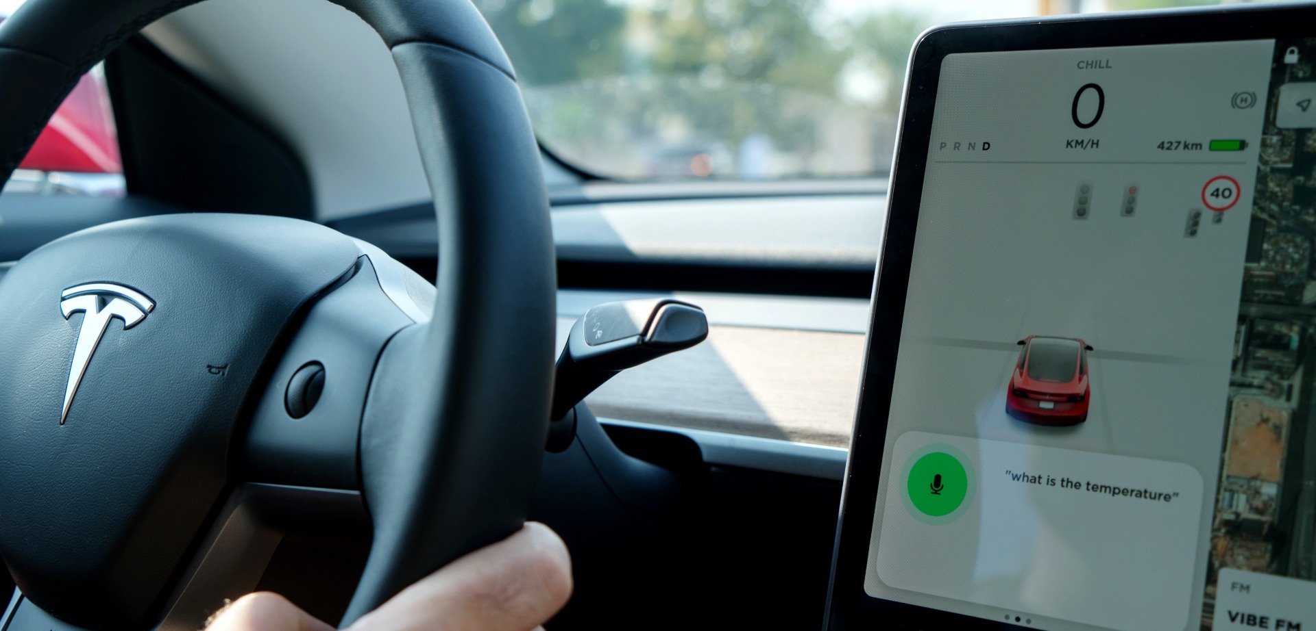 Voice command Display in a Tesla car