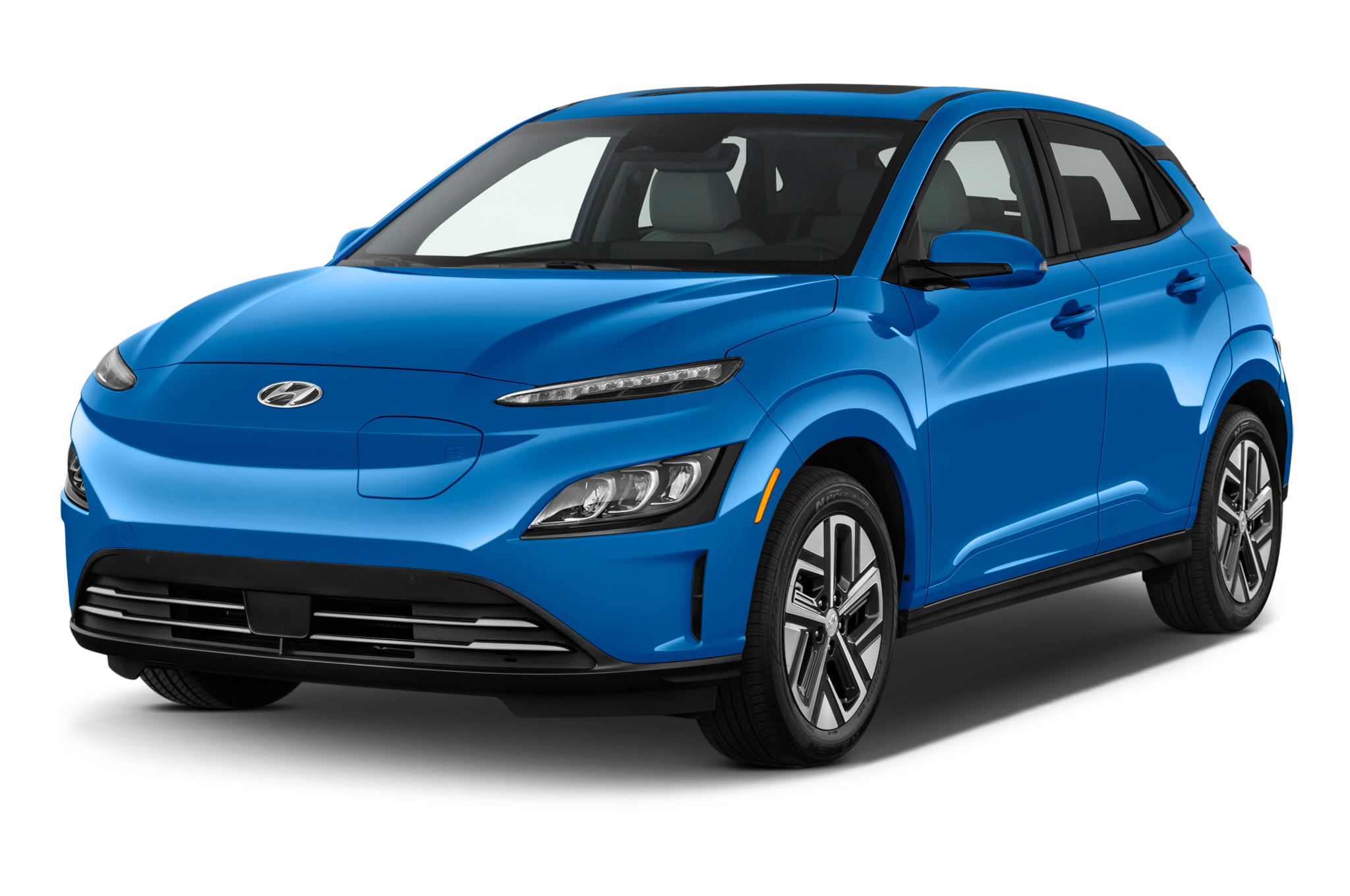 2023 Hyundai Kona EV Limited 5 Door 2WD SUV angular front stock photos of front three quarter view